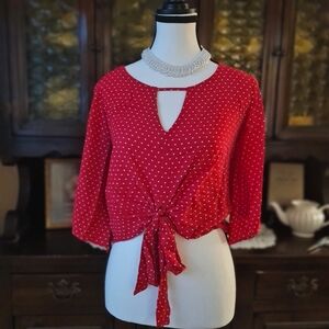 Massimo Red and White Polkadot Blouse size XSmall+
